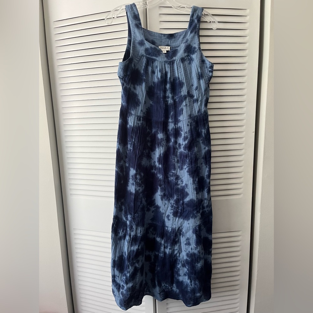 Wonderly Navy and Sky Blue Maxi Dress